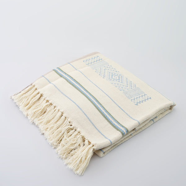 Organic Dyed Handwoven Cotton Throw in Chin Design