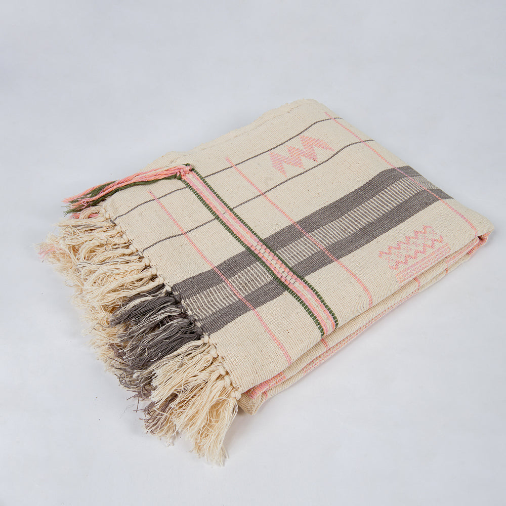 Organic Dyed Handwoven Cotton Throw in Chin Design