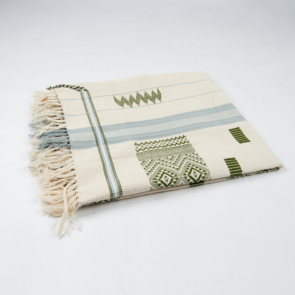 Organic Dyed Handwoven Cotton Throw in Chin Design