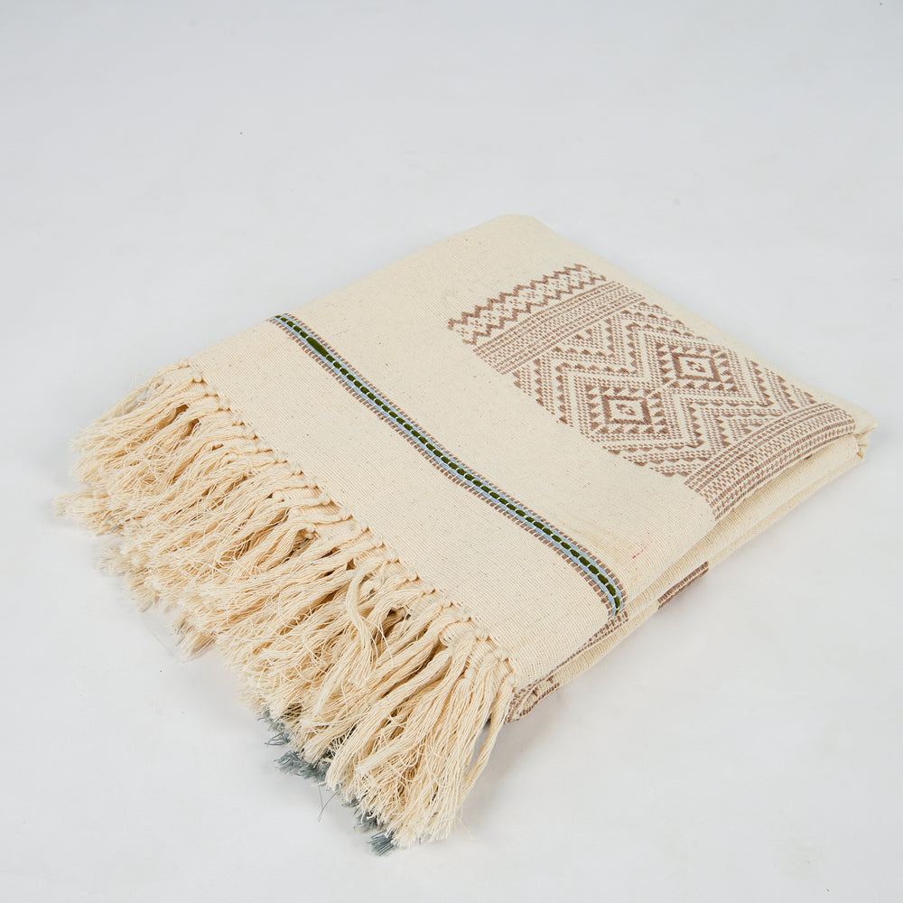 Organic Dyed Handwoven Cotton Throw in Chin Design