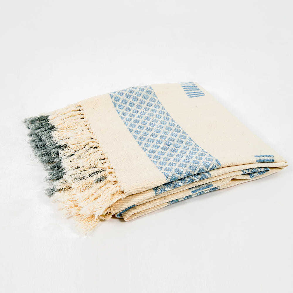 Organic Dyed Handwoven Cotton Throw in Chin Design