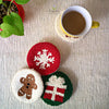 Handmade Punch Needle Coasters with Christmas Theme