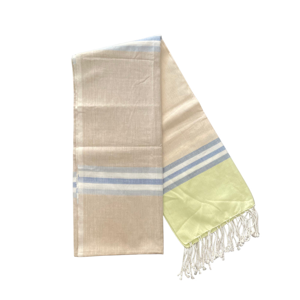 Cotton Shawl with Colorful Stripes: Cream Pink