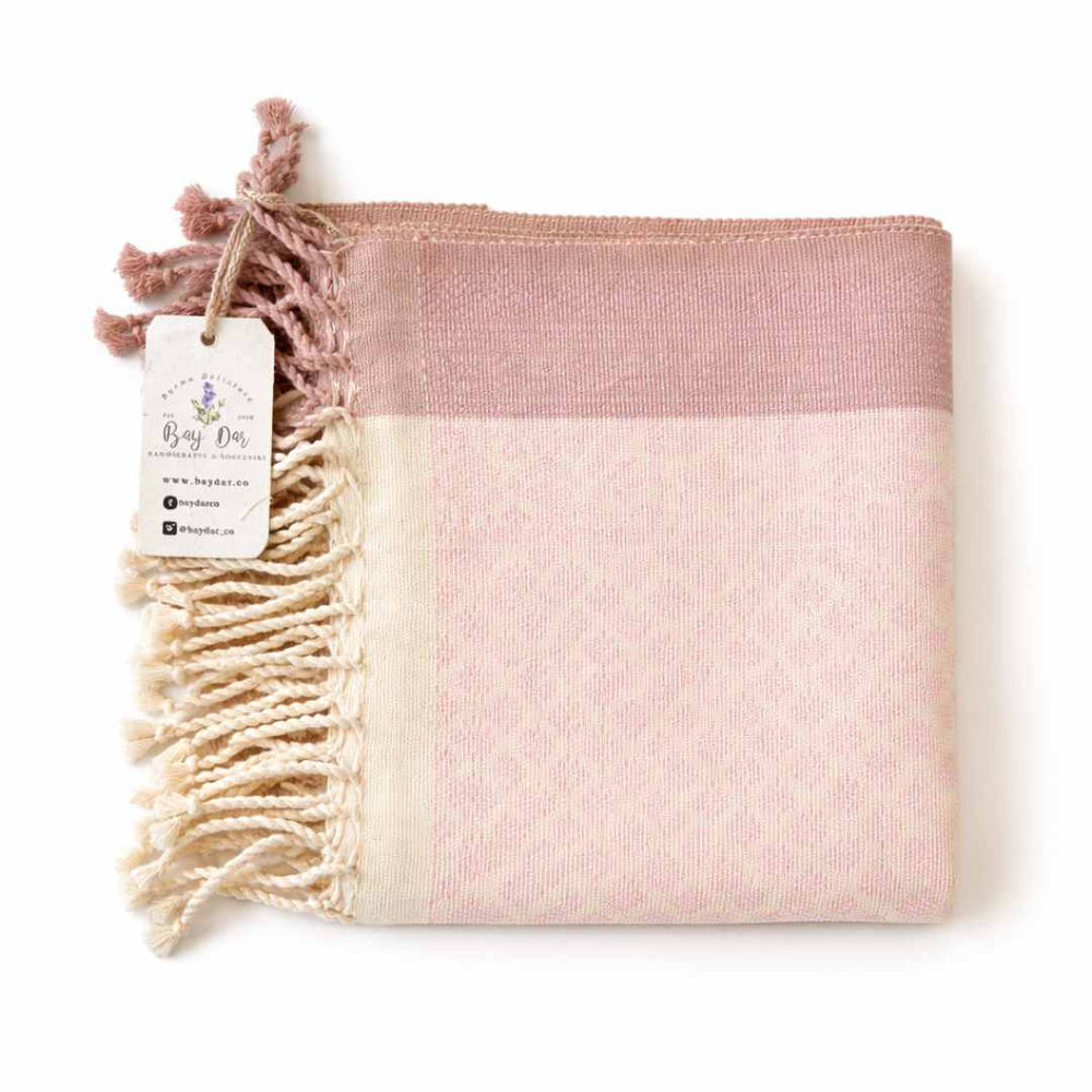 Natural Dyed Handwoven Table Runner in Royal Jasmine Pattern