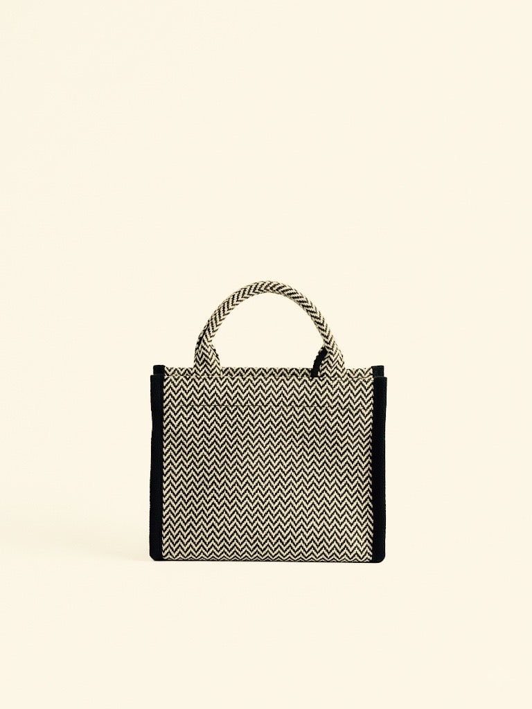 Classic Monochrome Handwoven Cotton Tote Bag (Small)