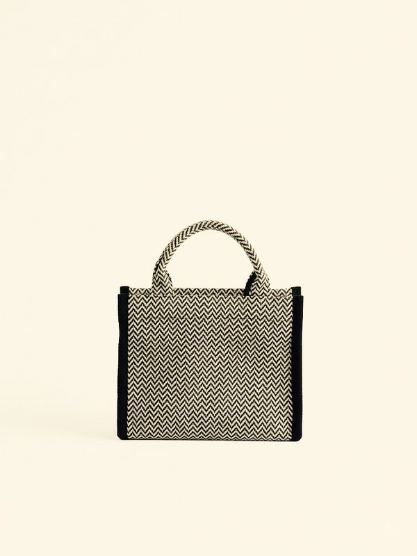 Classic Monochrome Handwoven Cotton Tote Bag (Small)