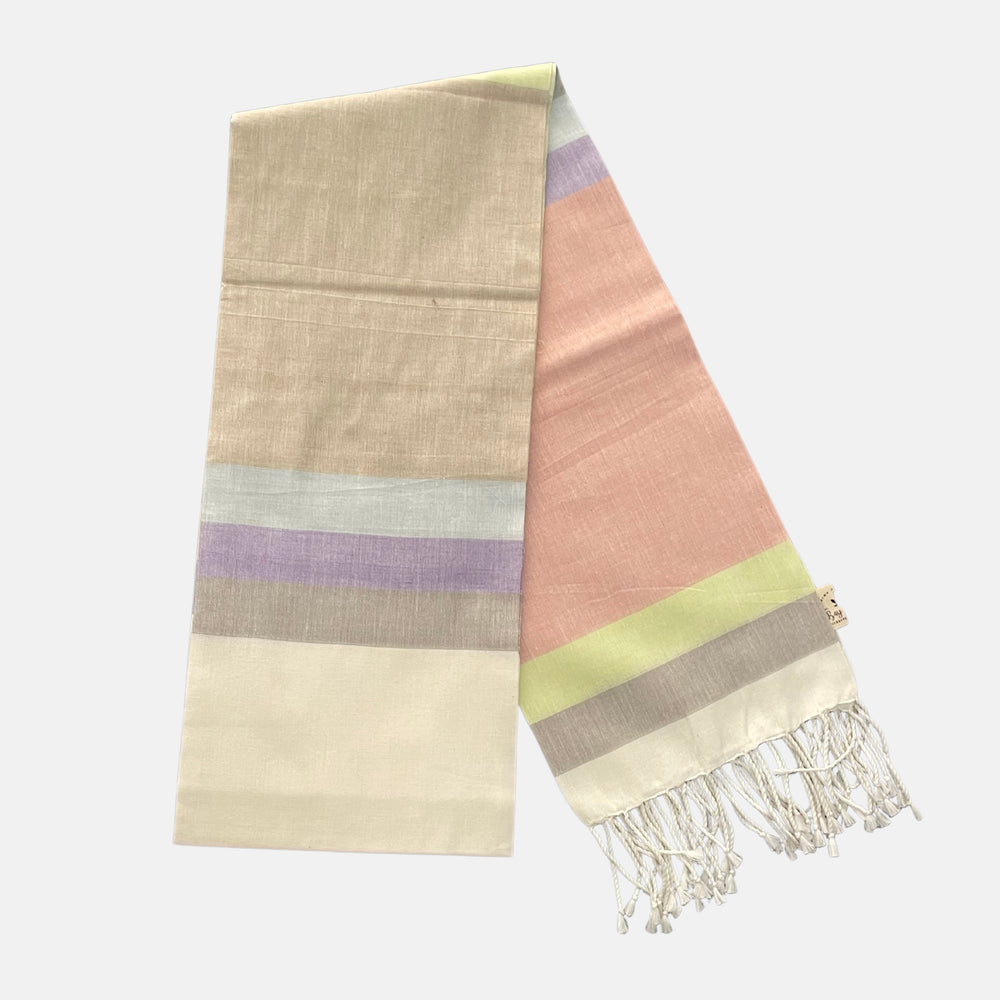 Cotton Shawl with Colorful Stripes: Colorful Squares
