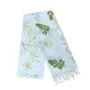 Garten: Ivory White Blue Eco Print Shawl with Natural Cotton Botanical Prints