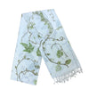 Garten: Ivory White Blue Eco Print Shawl with Natural Cotton Botanical Prints