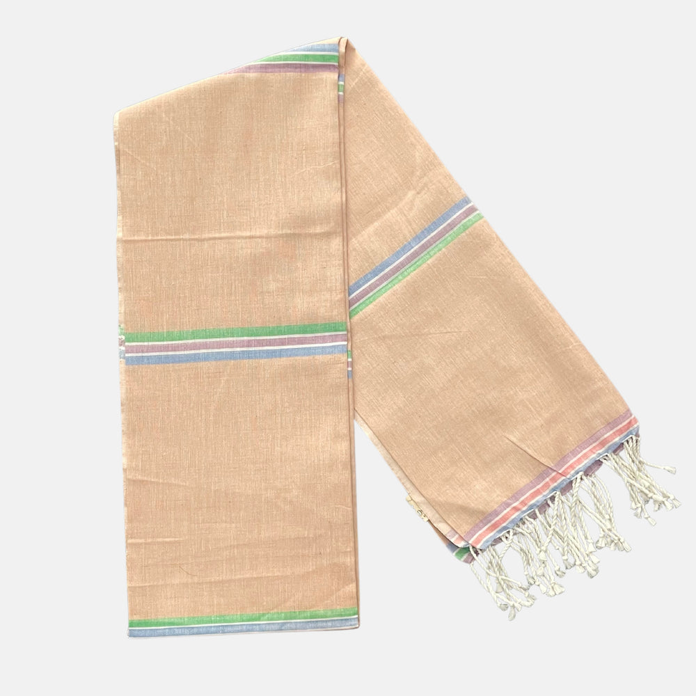 Cotton Shawl with Colorful Stripes: Light Pink