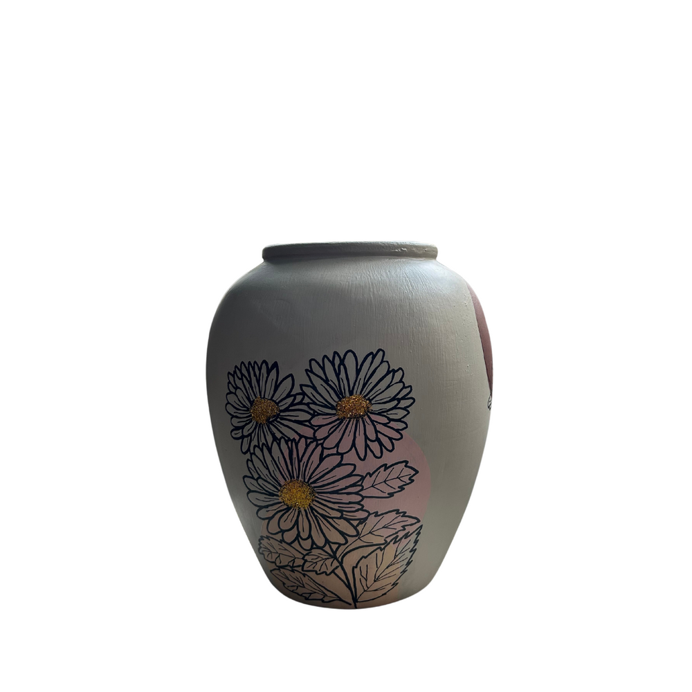 Flower Design Hand Painted Pot