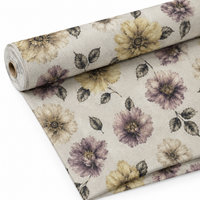 Soft Beige Blossom Cotton Linen Fabric
