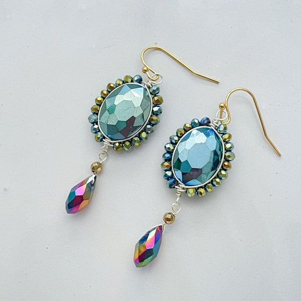 Elegant Faceted Oval Gemstone Earrings