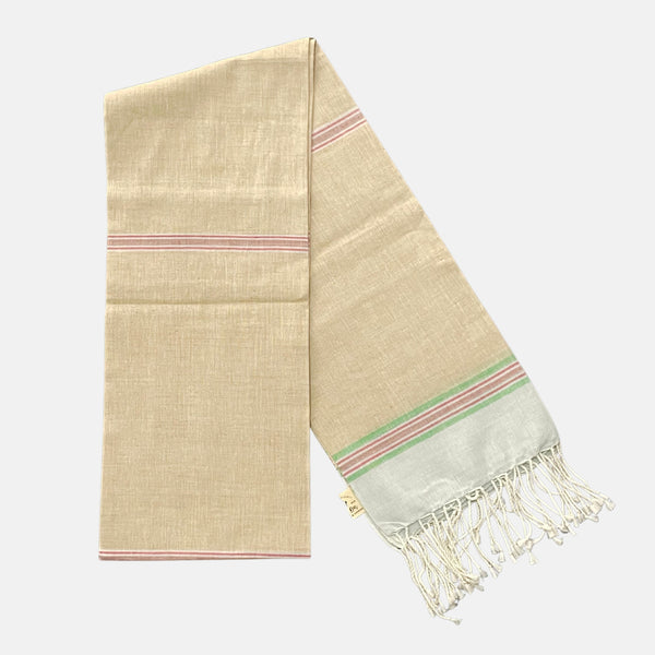 Cotton Shawl with Colorful Stripes: Beige