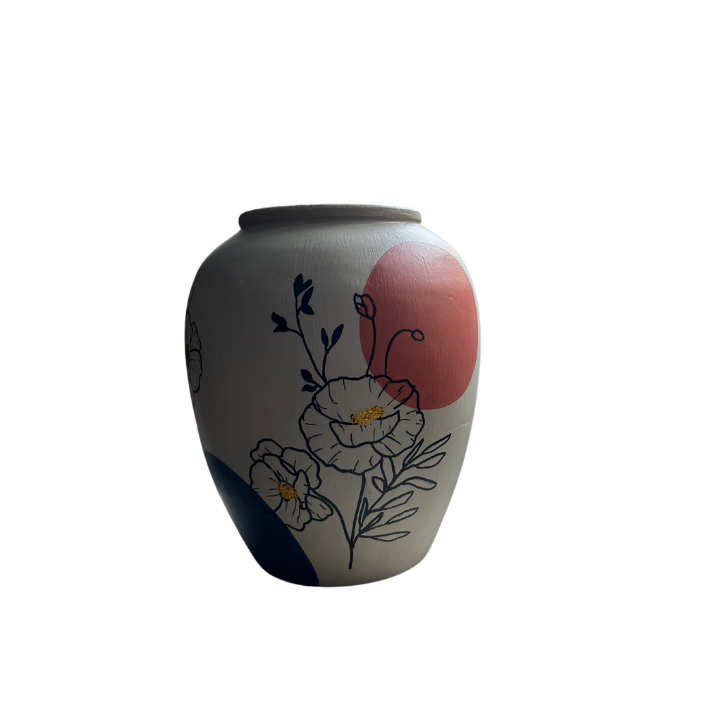 Flower Design Hand Painted Pot