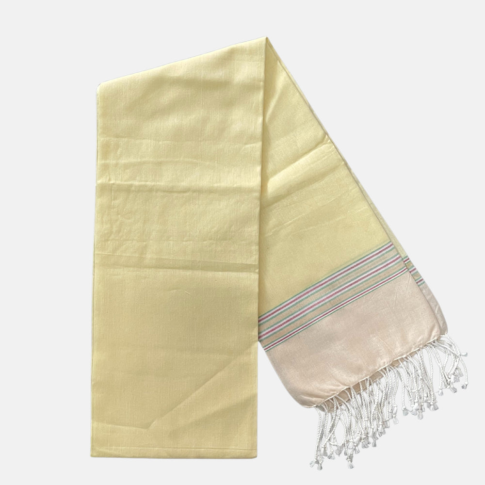 Cotton Shawl with Colorful Stripes: Light Yellow