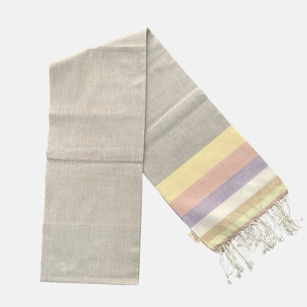 Cotton Shawl with Colorful Stripes: Grey