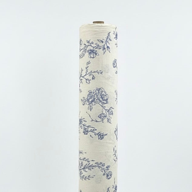 Blue Botanical Toile Fabric Roll