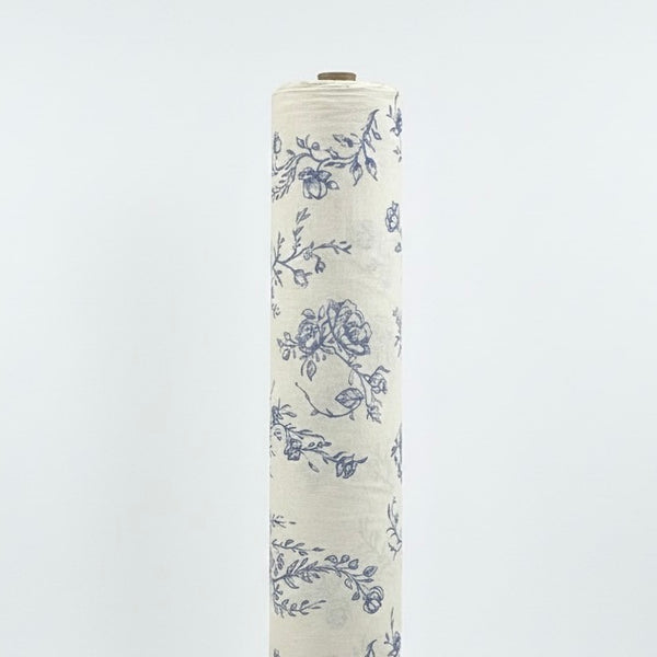 Blue Botanical Toile Fabric Roll