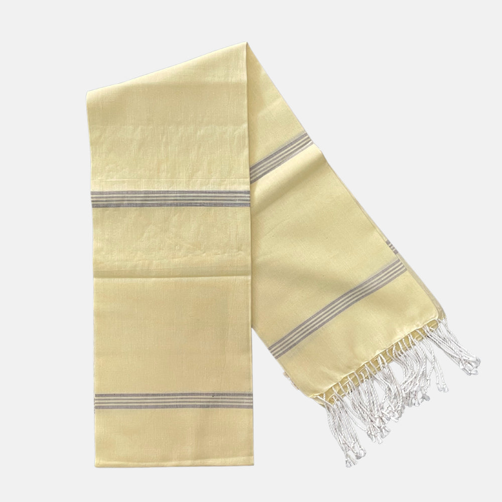 Cotton Shawl with Colorful Stripes: Light Yellow