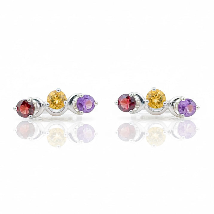 Elegant Spinel Trio Climber Earrings