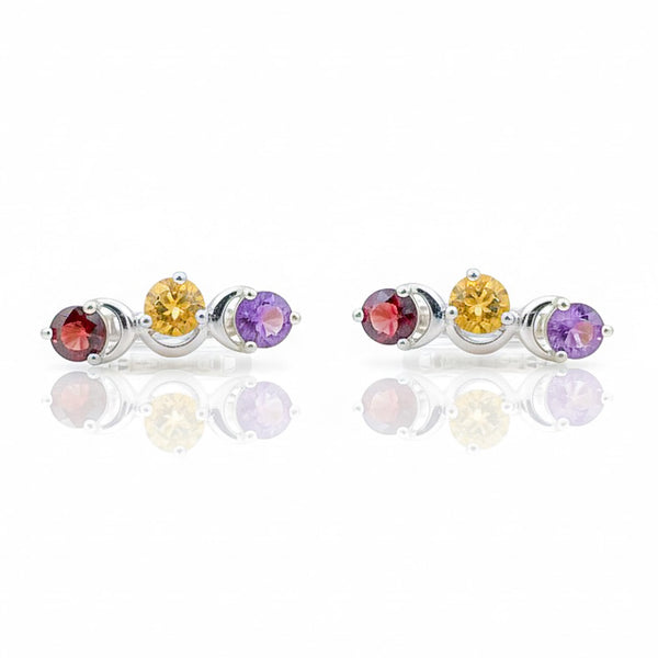 Elegant Spinel Trio Climber Earrings