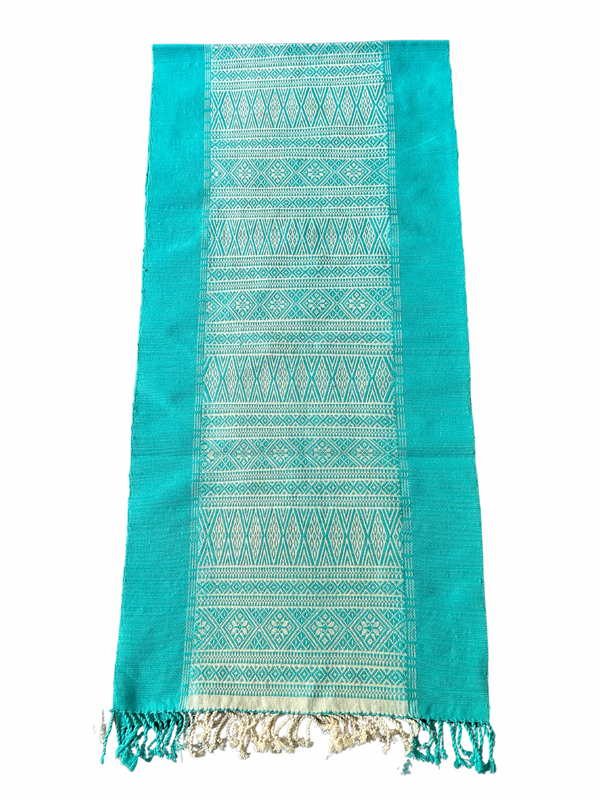 Natural Dyed Handwoven Cotton Table Runner (Wide Border)