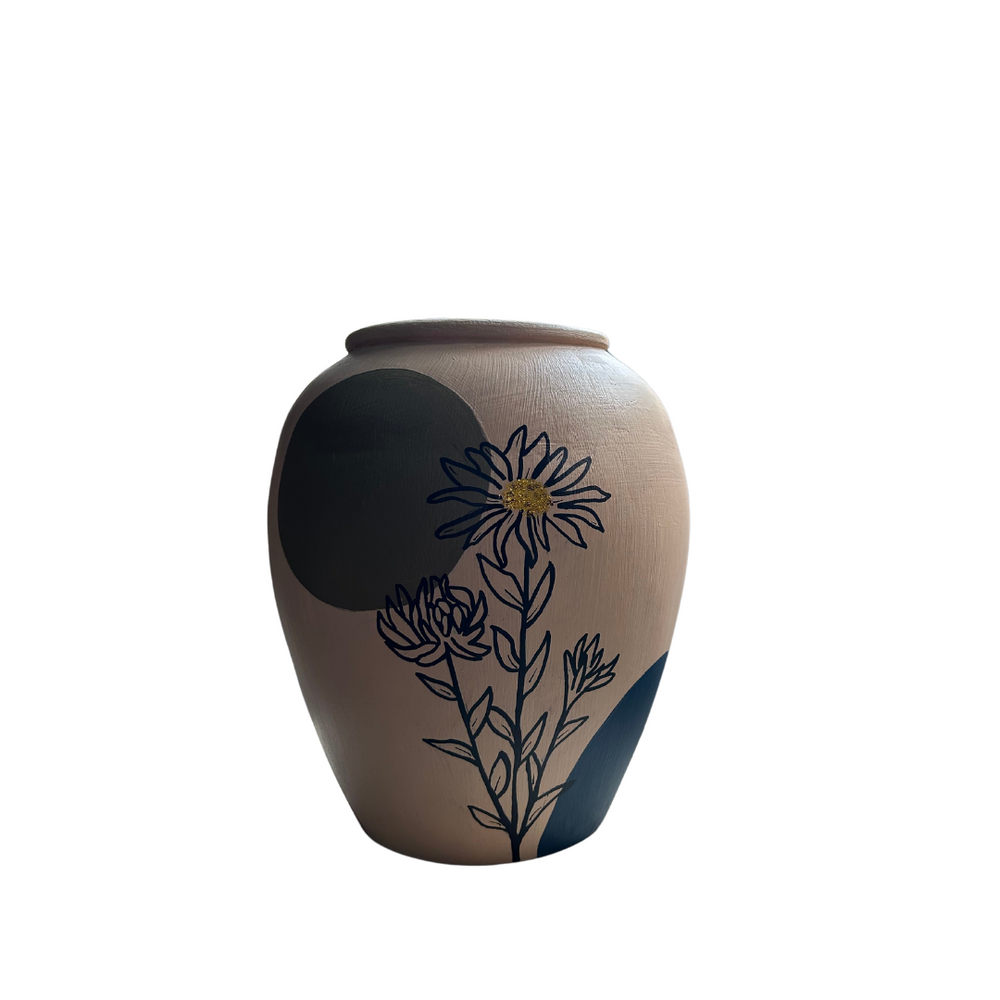 Flower Design Hand Painted Pot