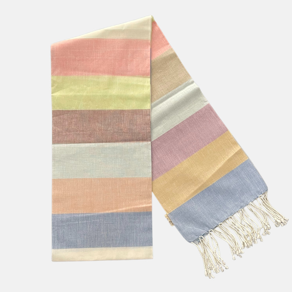 Cotton Shawl with Colorful Stripes: Colorful Squares