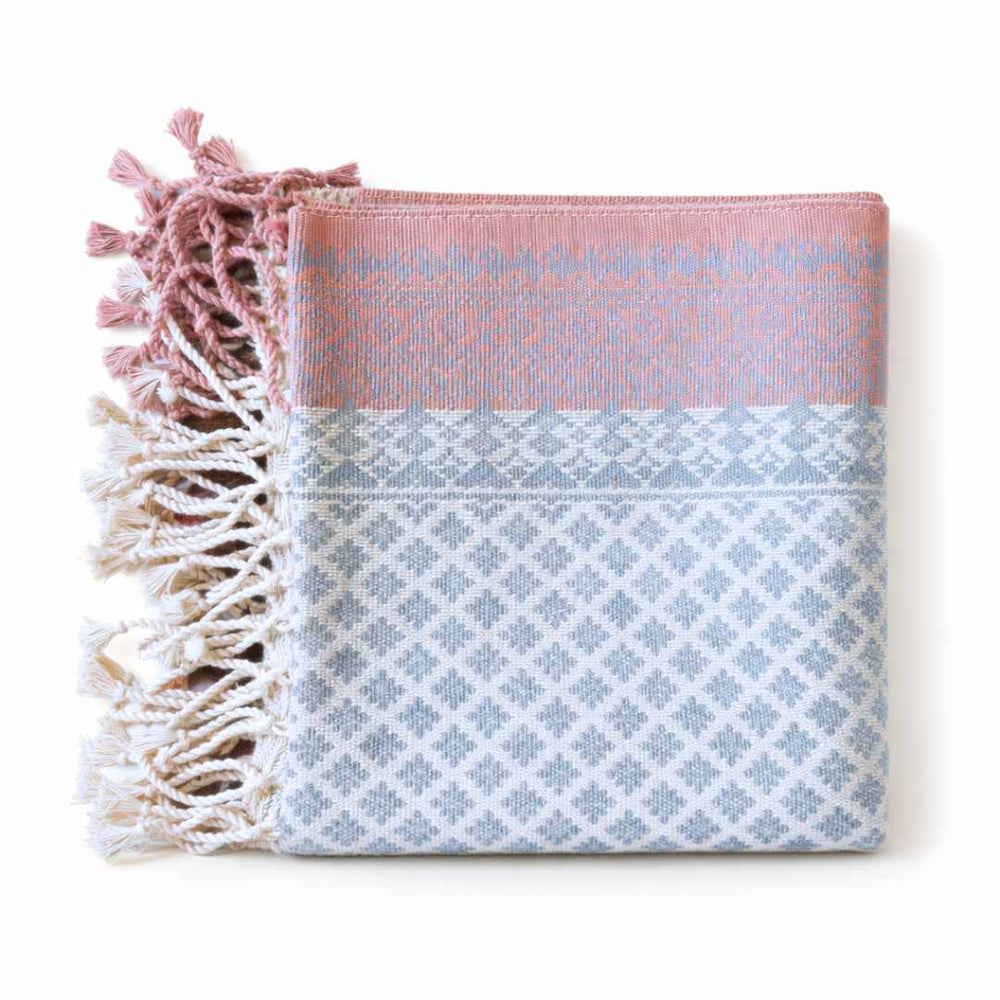 Natural Dyed Handwoven Table Runner in Royal Jasmine Pattern