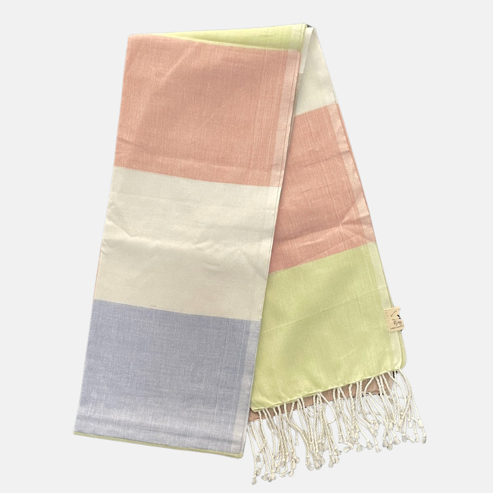 Cotton Shawl with Colorful Stripes: Colorful Squares