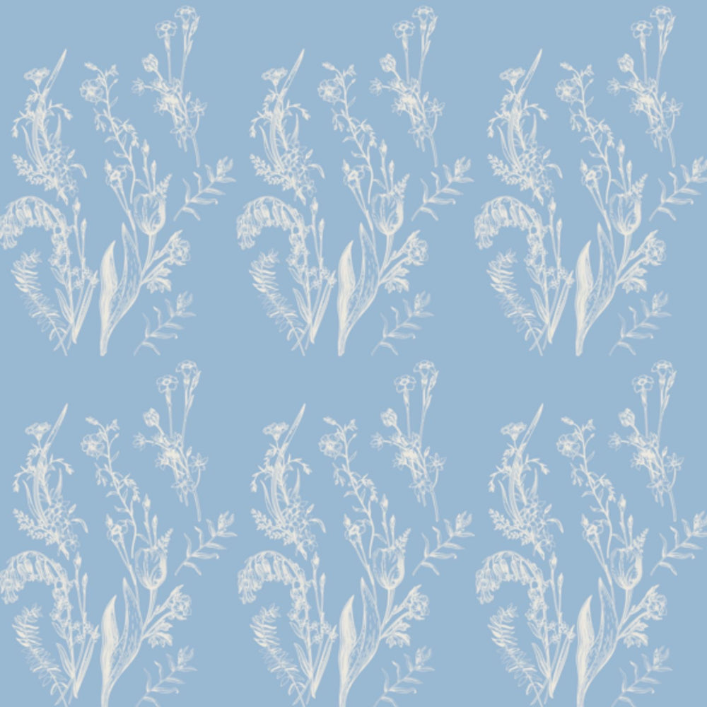 Soft Botanical Outline Print Fabric Roll