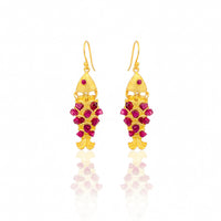 Exquisite Fish Spinel & Gold Coated Dangle Earrings