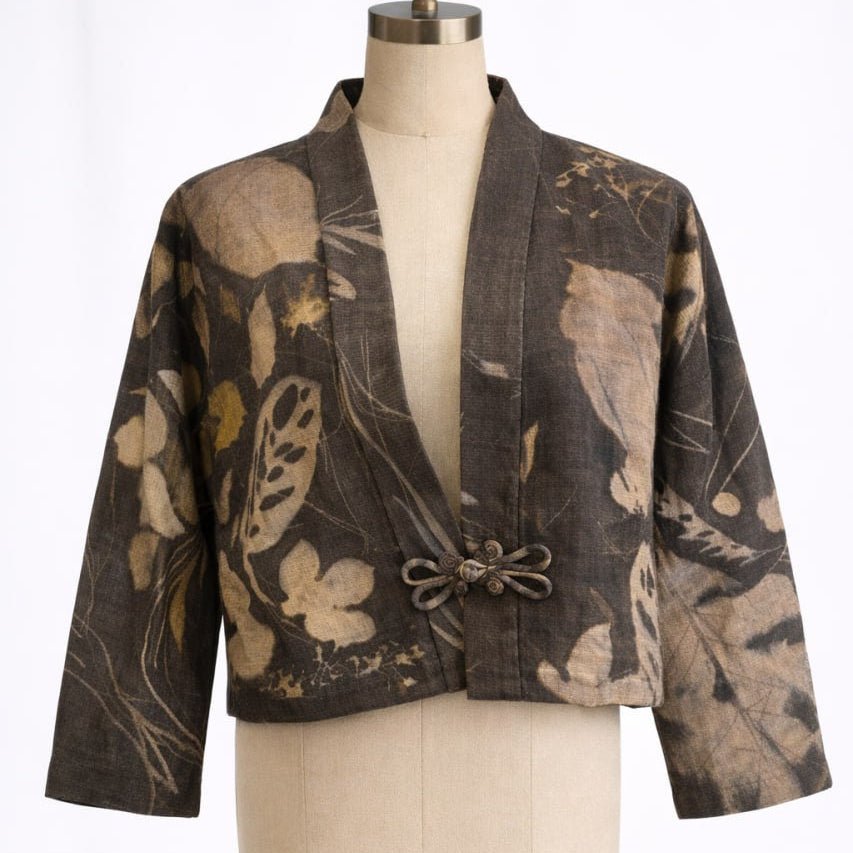 Eco Print Hand-Spun Cardigan