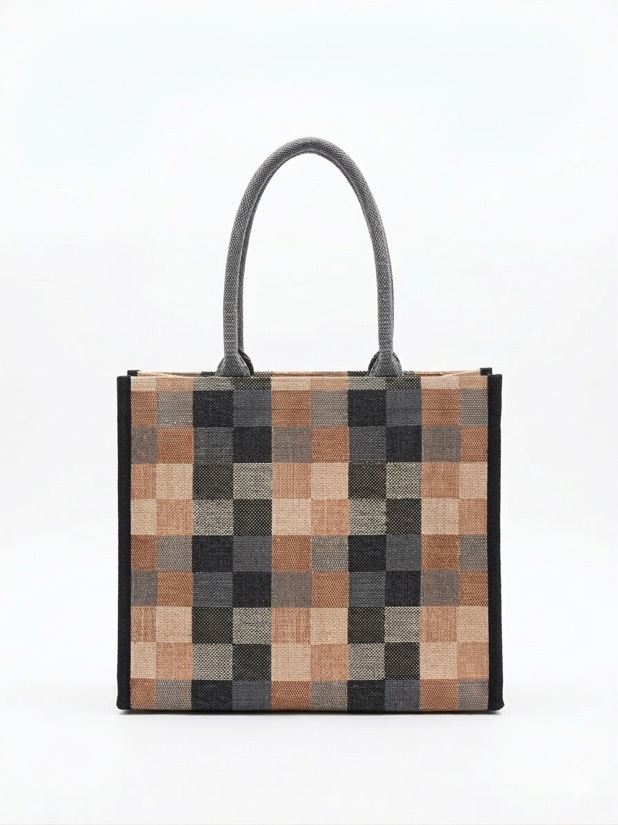 Geometric Pattern Handwoven Cotton Tote Bag (Large)