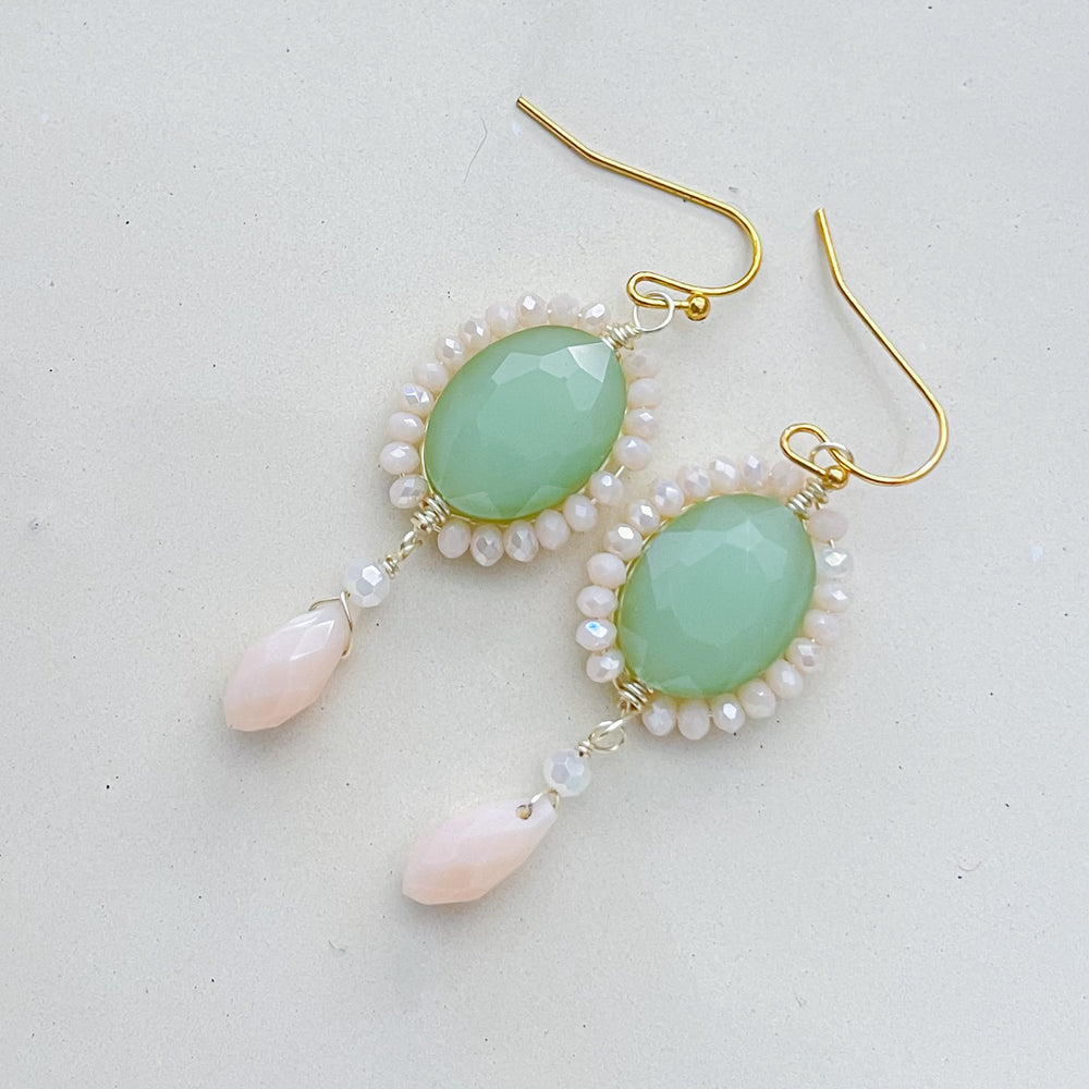 Elegant Faceted Oval Gemstone Earrings