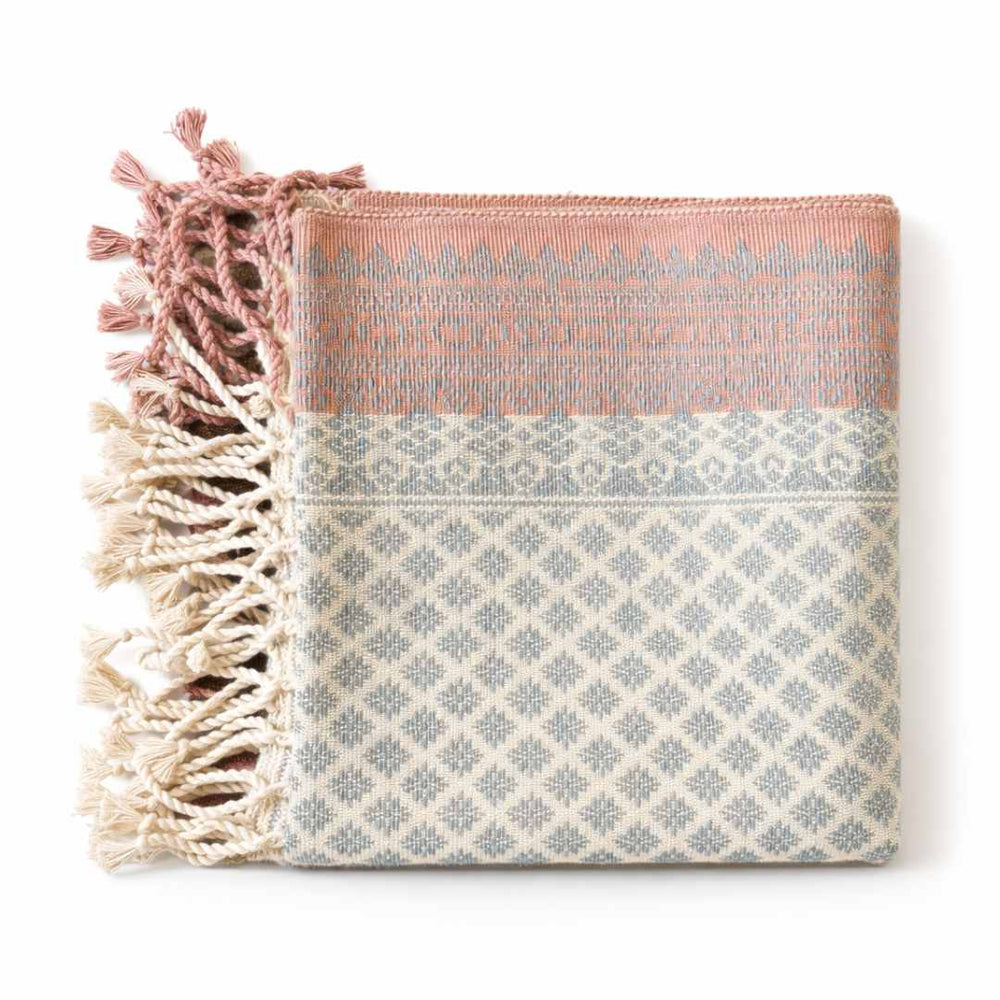 Natural Dyed Handwoven Table Runner in Royal Jasmine Pattern