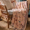 Hand Embroidered Floral Throw (Pastel Pink)