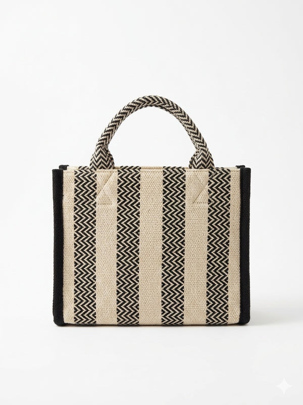 Striped Pattern Handwoven Cotton Tote Bag (Small)