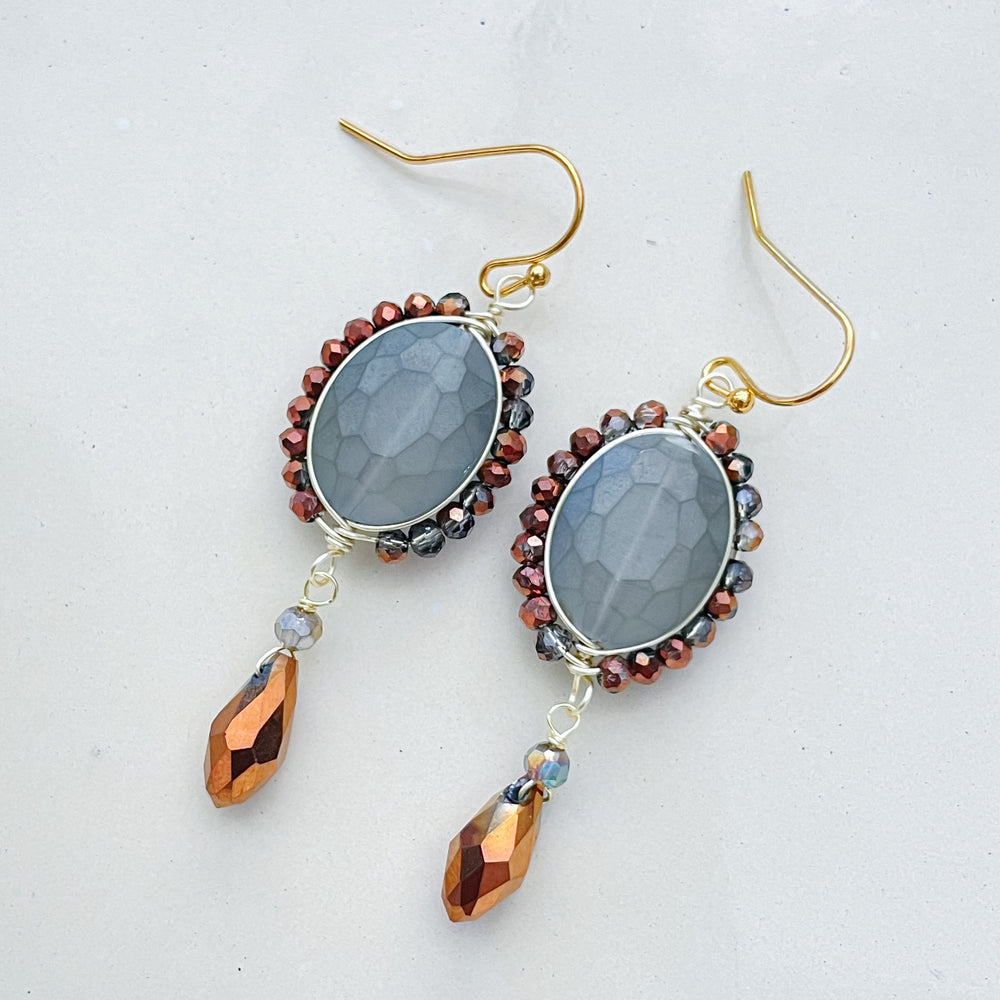 Elegant Faceted Oval Gemstone Earrings