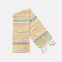Cotton Shawl with Colorful Stripes: Peach Pink