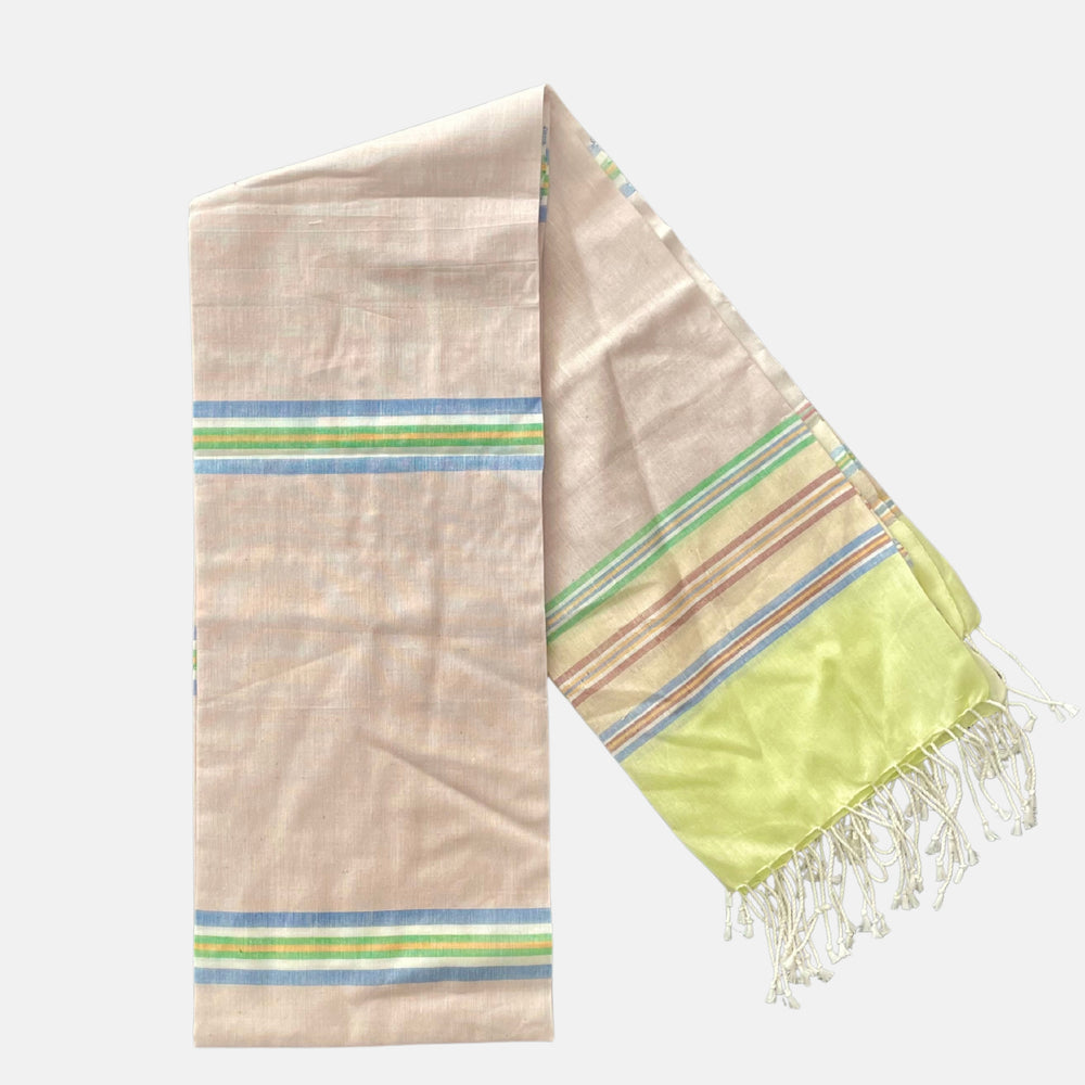 Cotton Shawl with Colorful Stripes: Light Purple