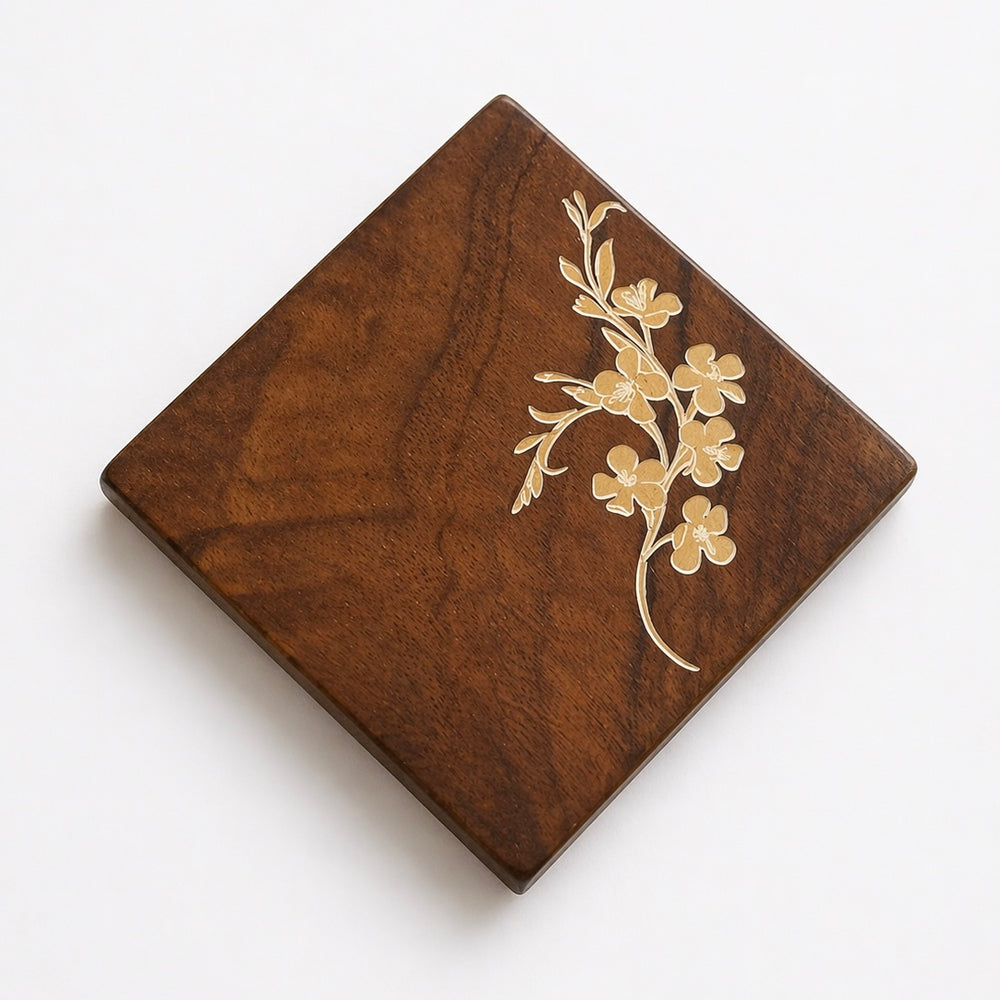 Elegant Flore: Wooden Coaster