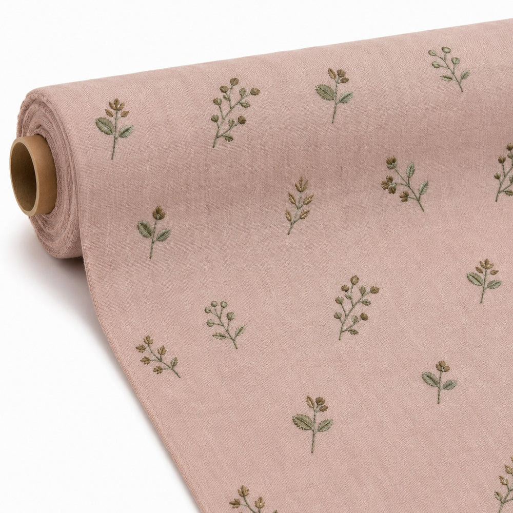 Botanical Floral Machine Embroidery Fabric Roll