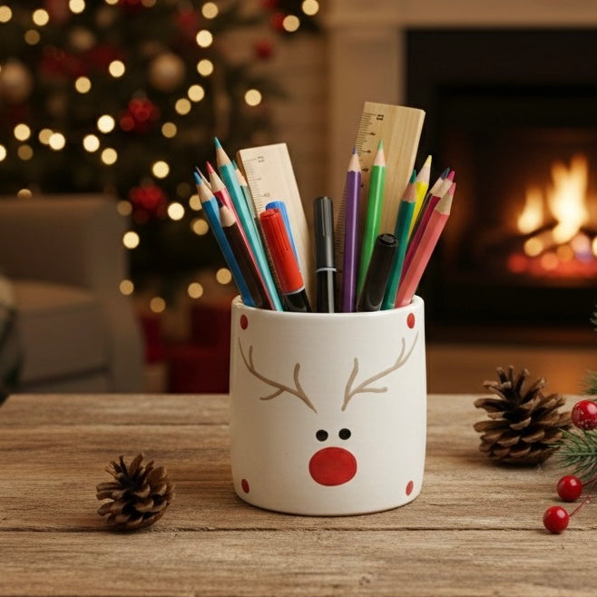 Decorative Christmas Reindeer Pencil Holder