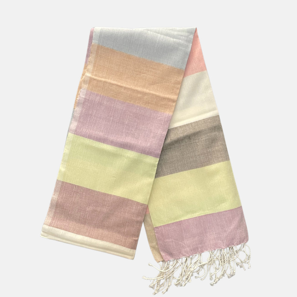 Cotton Shawl with Colorful Stripes: Colorful Squares