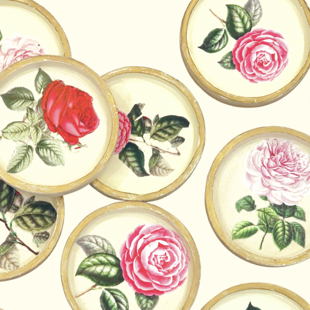 Table Tales Collection: Rose Design Round Clay Coaster Set