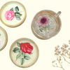 Table Tales Collection: Rose Design Round Clay Coaster Set