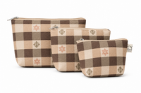 Cocoa Check Pattern Pouch Set (3 Pcs)