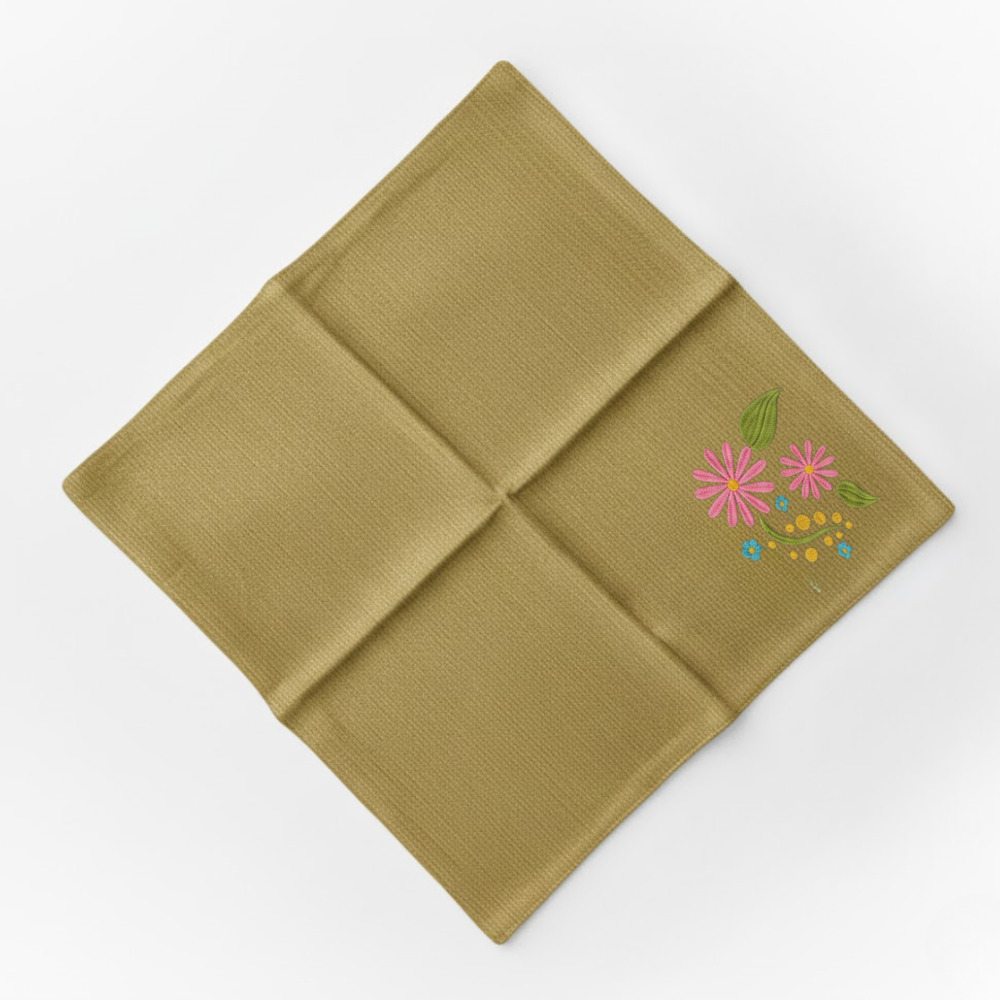 Flore: Embroidered Cotton Tea Towel